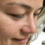 Double nostril piercing - crystal nose stud