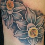 Floral narcissus color tattoo - by QOH tattoo artist Leilani